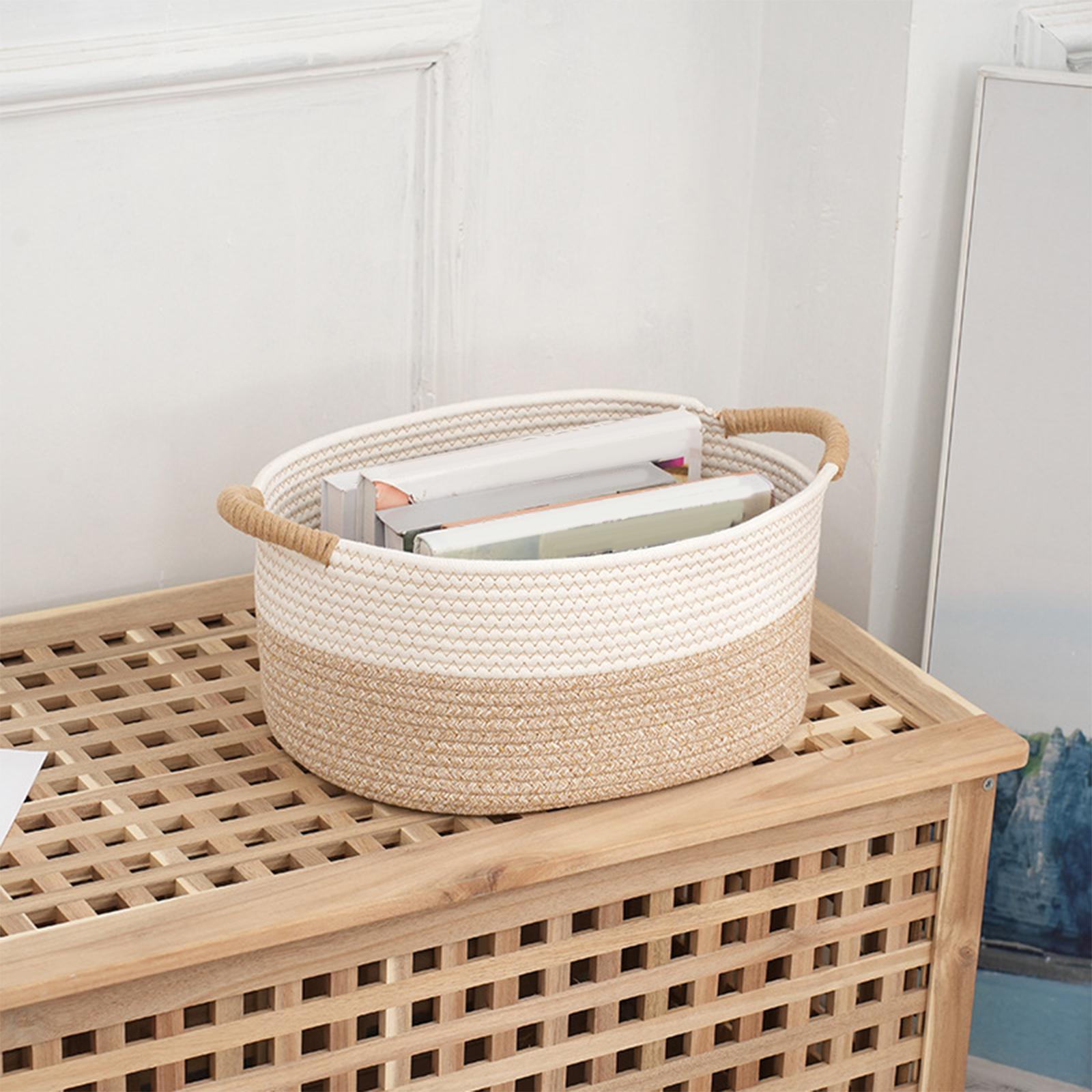 Cotton Rope Woven Storage Basket Large Capacity for Magazines