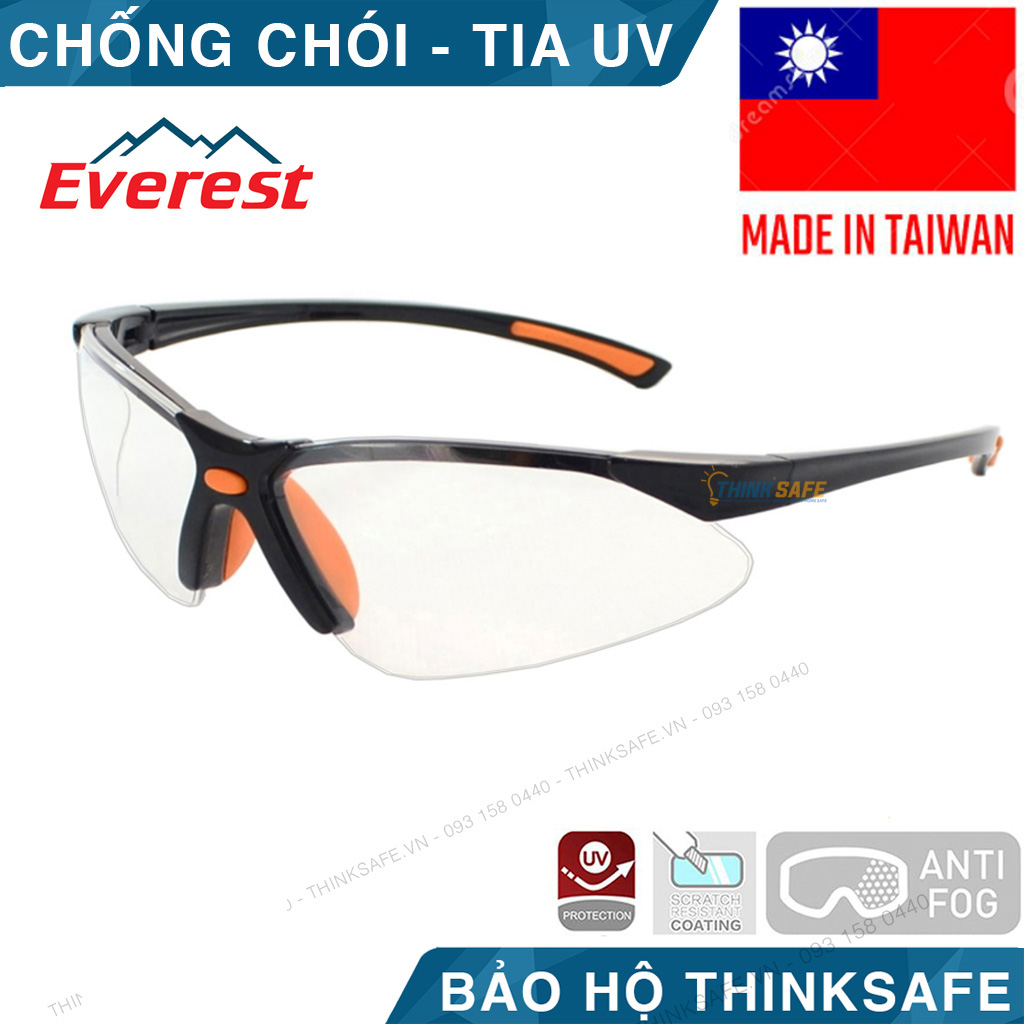 Kính bảo hộ Everest EV303 kính chống bụi, chống trầy xước, chống tia UV-UB, chống đọng sương (trắng tráng bạc) - EV303 In/Out Anti Fog