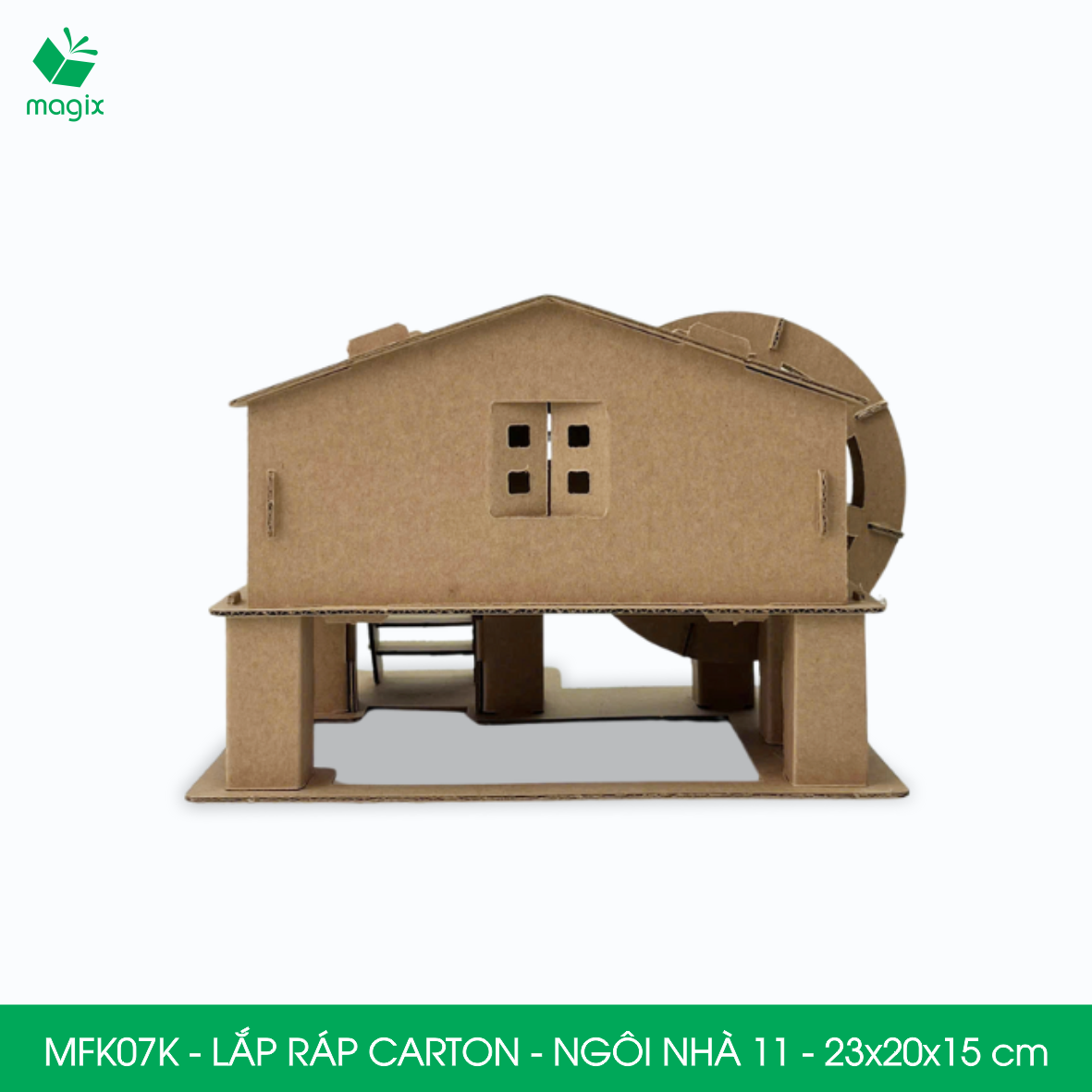 MFK07K - 23x20x15 cm - Mô hình ngôi nhà lắp ráp từ bìa carton cao cấp, nhà giấy carton mini sáng tạo