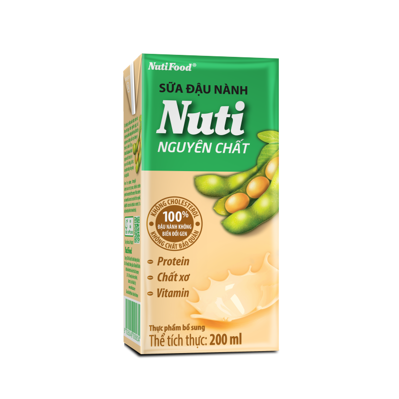 Combo 6 Hộp Sữa đậu nành Nuti Nguyên Chất Hộp 200ml CB6.SDN02TIB NUTIFOOD