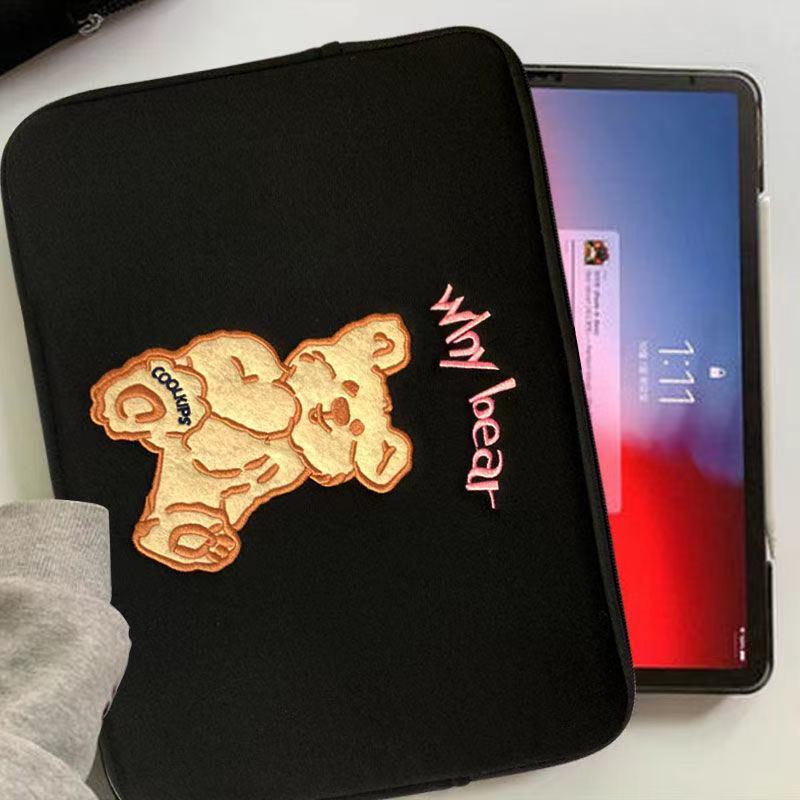 Hoạt Hình Dễ Thương Gấu Thêu Laptop 11 13 14 15 15.6 16.1 Inch Tay Cầm Máy Tính Bảng Ipad Cặp Túi Bên Trong máy Tính Xách Tay Ốp Lưng