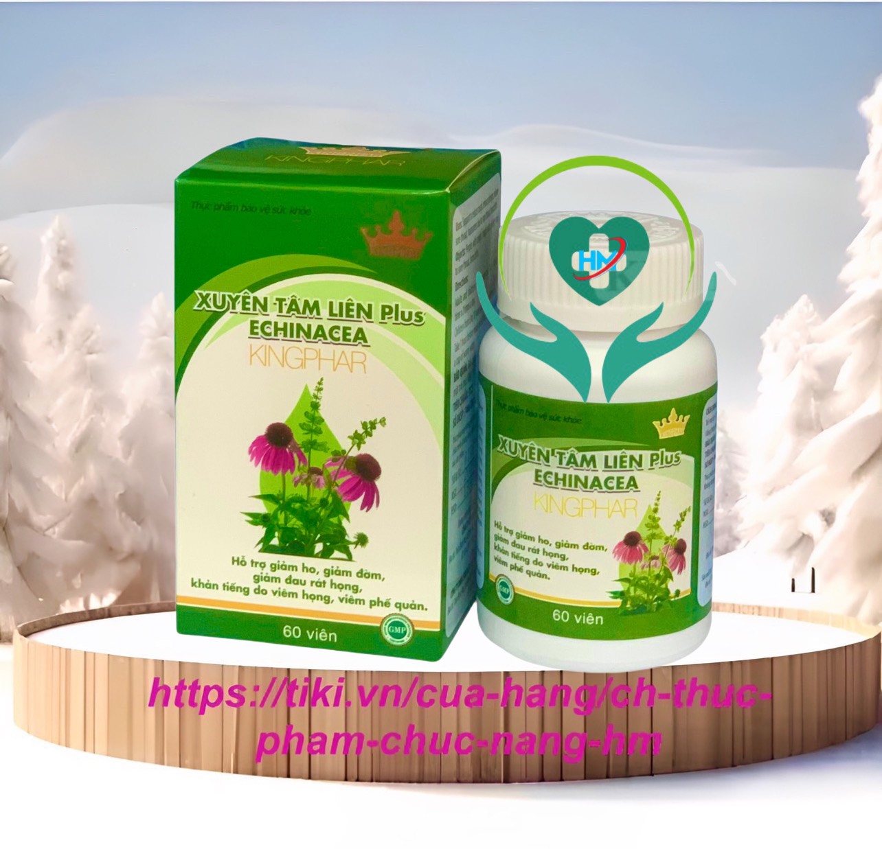 Viên uống Xuyên tâm liên plus Echinacea Kingphar, hộp 60v