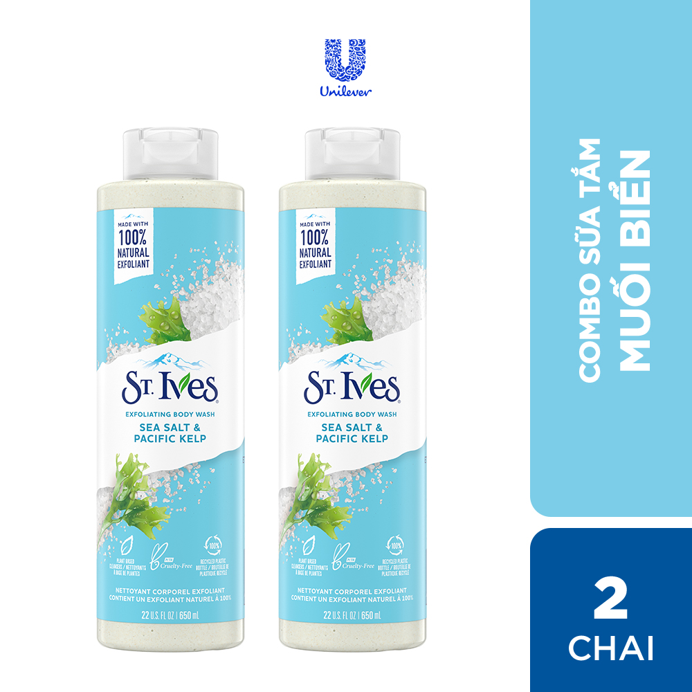 Combo 2 chai Sữa tắm dưỡng da St.Ives Muối biển 650ml