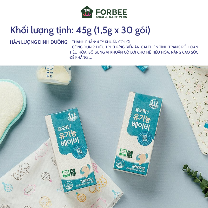 Thực phẩm bảo vệ sức khỏe DUOLAC Organic Baby- Cho trẻ từ 1 THÁNG TUỔI - Men vi sinh màu Xanh Lam