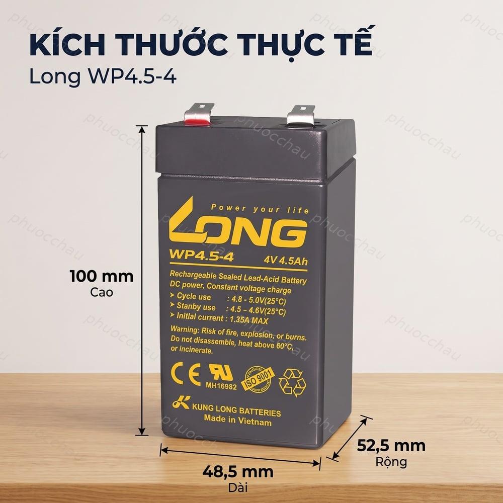 Ắc Quy LONG WP4.5-4 4V 4.5AH Chính Hãng Dùng Cho Cân Điện Tử, Đèn Thoát Hiểm, UPS