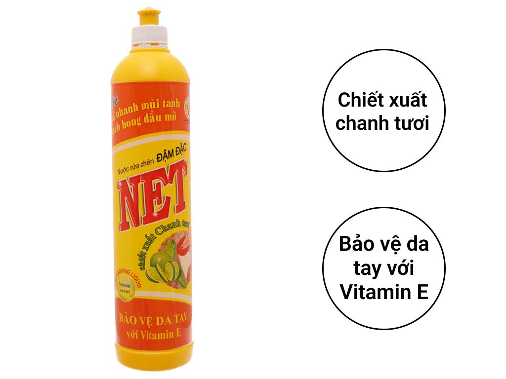 Nước rửa chén NET đậm đặc chiết xuất chanh tươi chai 777ml