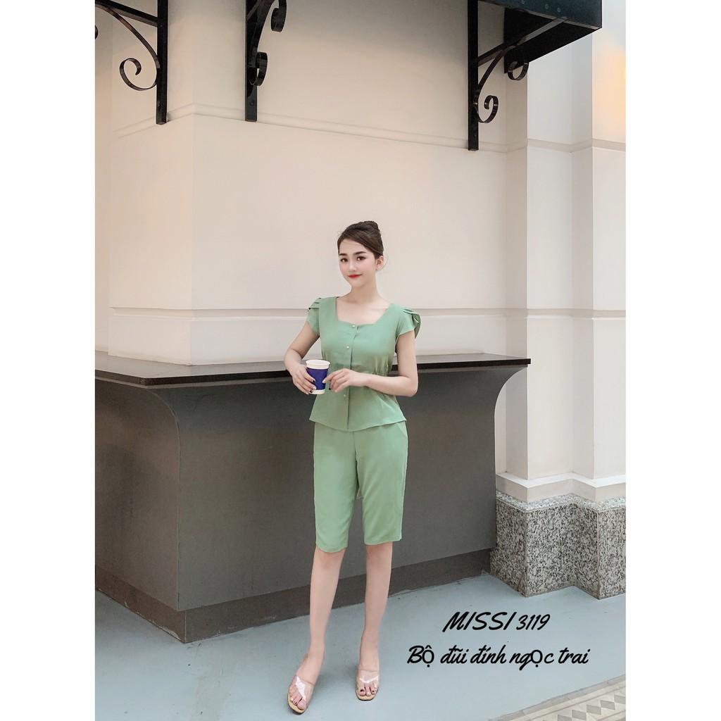 Đồ bộ đũi nữ quần lửng áo sát nách tay bèo Babydoll Set bộ đồ nữ chất đũi Banamo Fashion 123