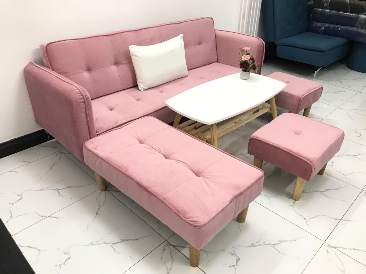 Cả bộ sofa bed L sofa giường tay vin phòng khách salon sivali02 sopha