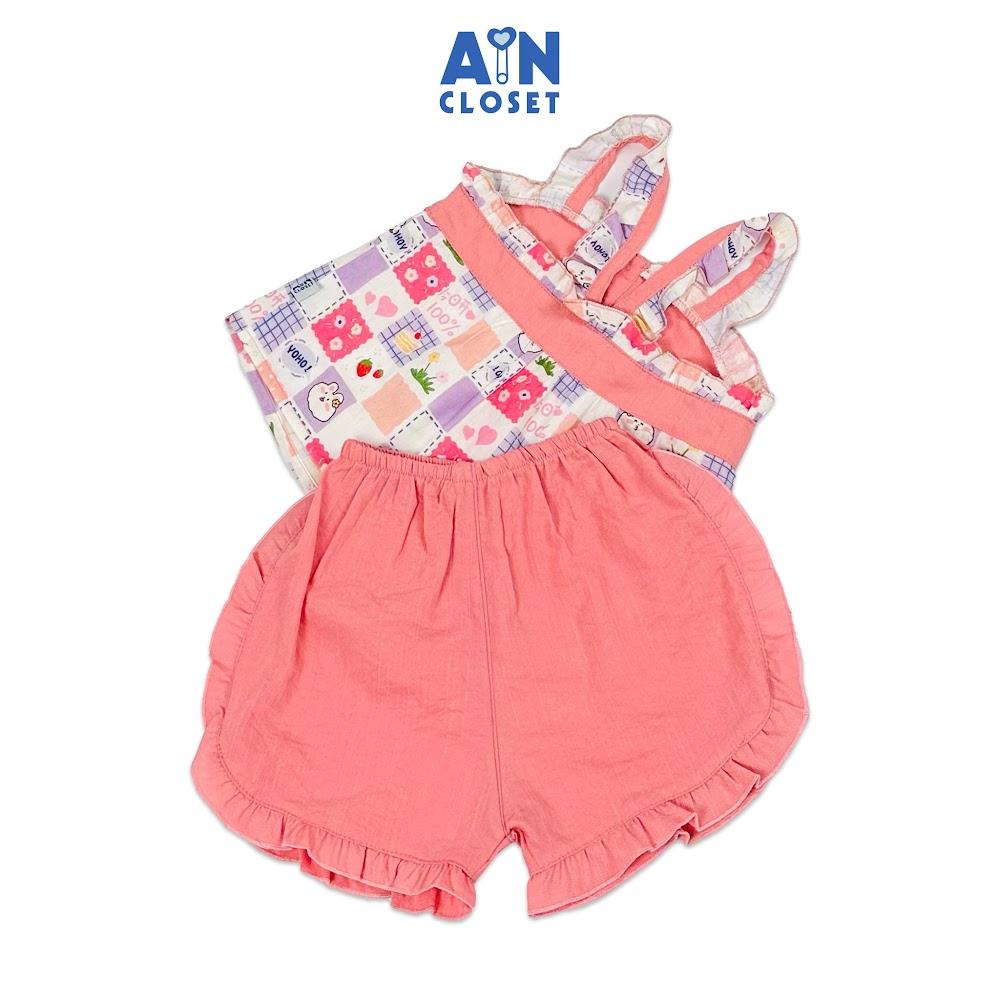 Bộ quần áo Ngắn bé gái họa tiết Dây Thỏ Ohoy hồng cotton - AICDBGWURG0U - AIN Closet