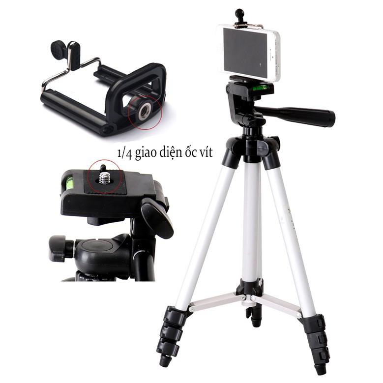 Gậy chụp ảnh 3 chân Tripod 3110 có kẹp điện thoại 3 chân kéo dài cao 1020mm giá đỡ chụp hình điện thoại máy ảnh tiện lợi