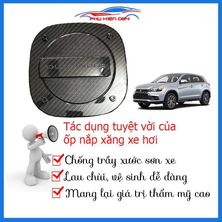 Ốp nắp bình xăng Outlander 2016-2017-2018-2019-2020 vân cacbon chống trầy trang trí ô tô
