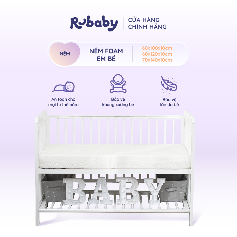 Nệm Foam Rubaby Dành Riêng Em Bé, Mềm Mại, Thoáng Khí, Bảo Vệ Bé Mọi Tư Thế Nằm