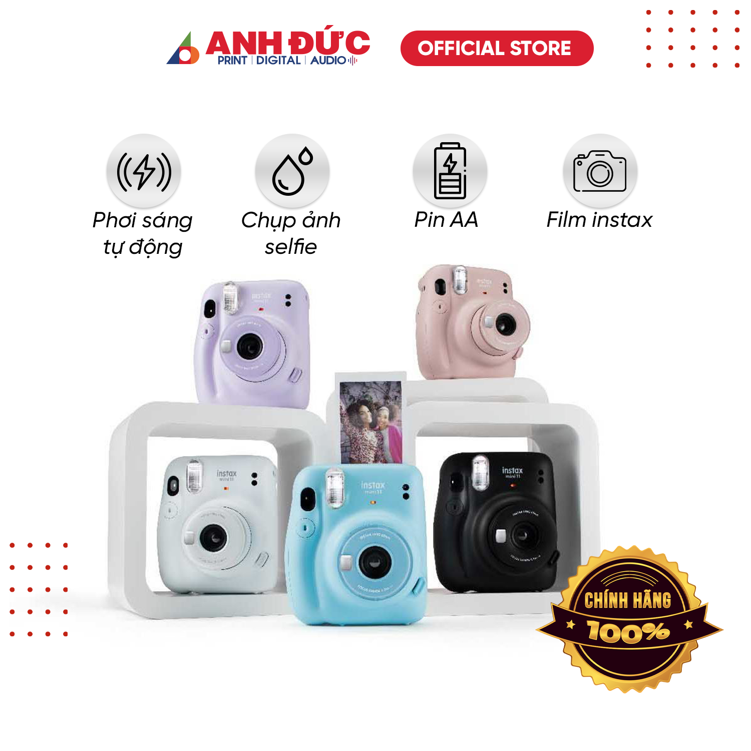 Máy chụp ảnh lấy liền Fuji film Instax Mini 11 - Hàng chính hãng