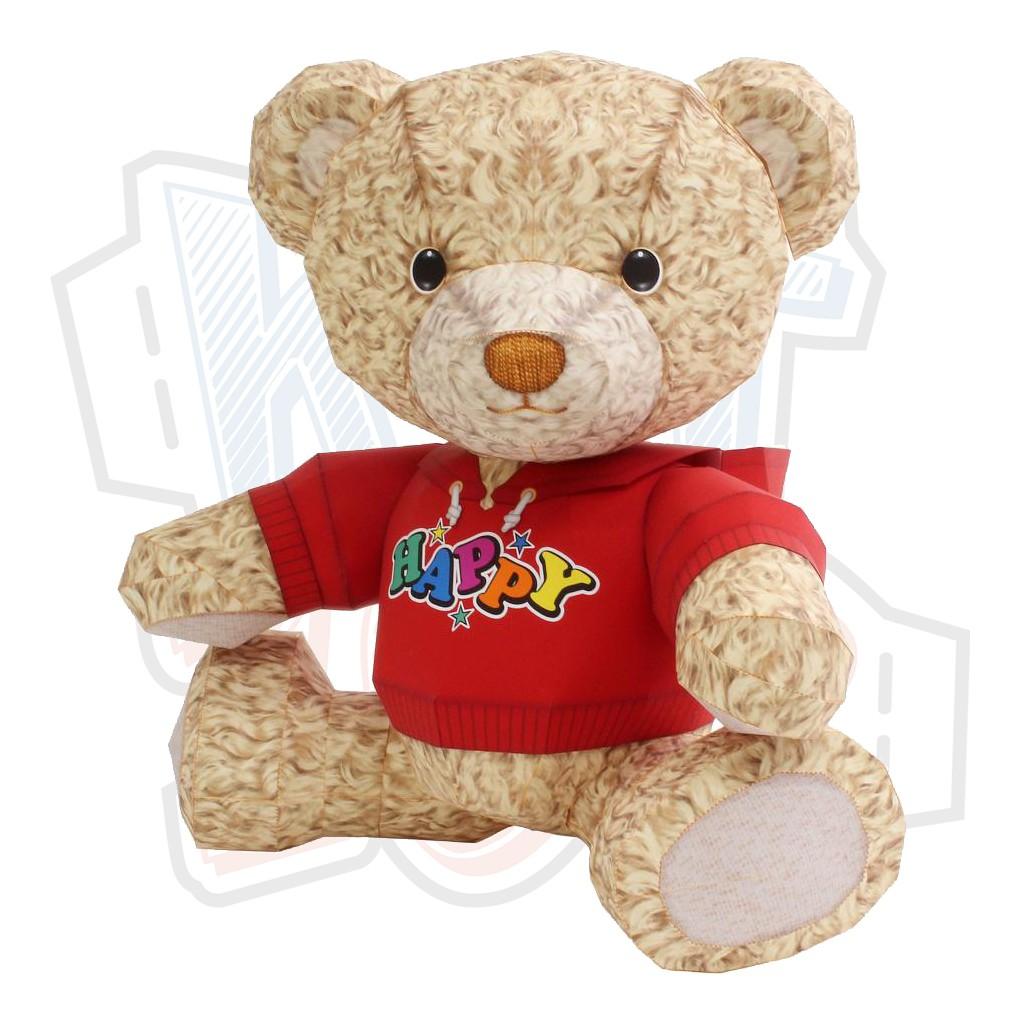 Mô hình giấy Đồ chơi gấu bông cute Happy Teddy Bear