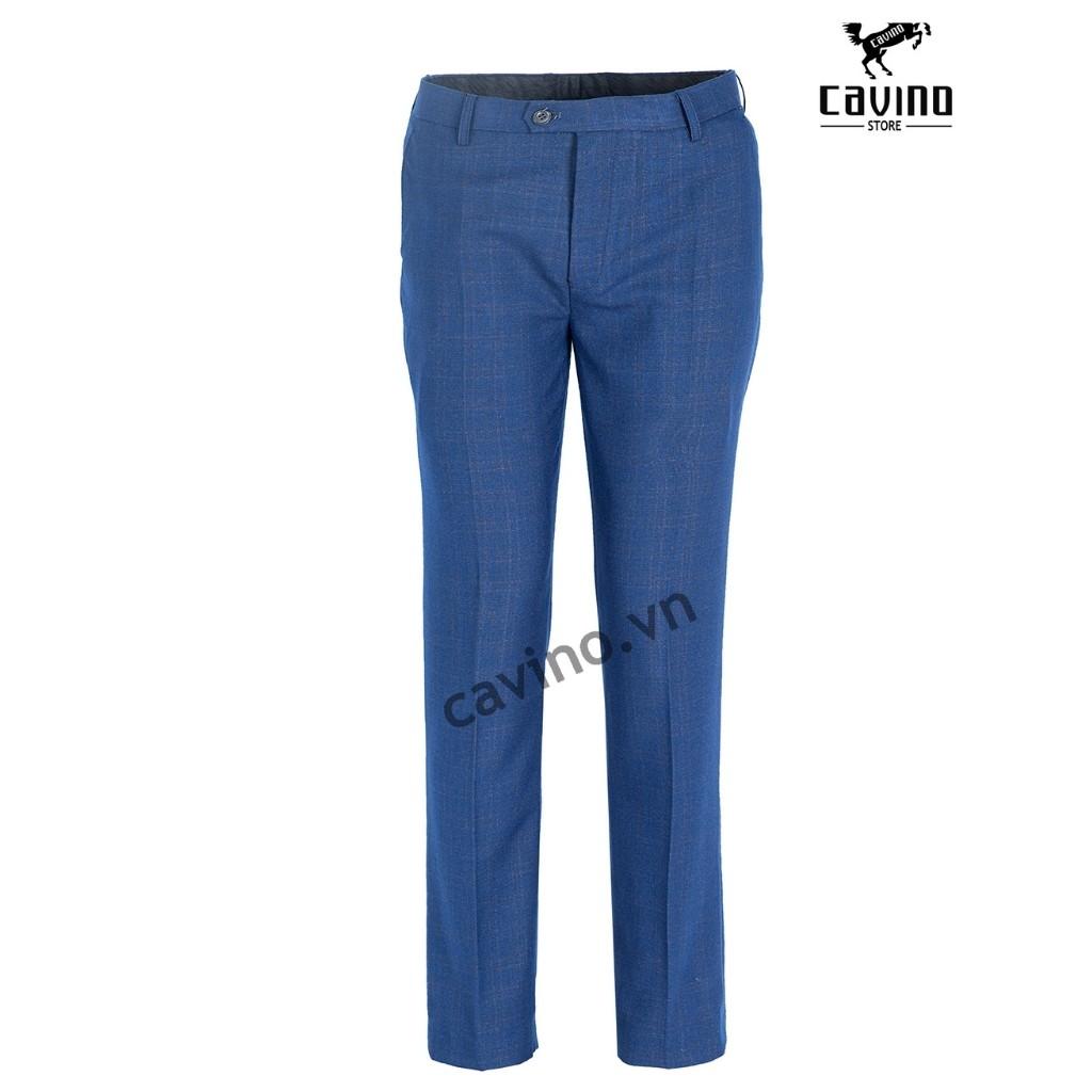 Quần âu nam xanh công sở kẻ chỉ vàng mờ CAVINO Q721