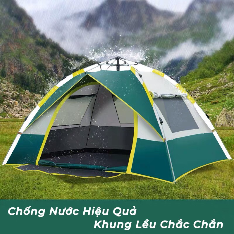 Lều Cắm Trại Du Lịch Dã Ngoại, Lều Phượt Tự Bung 4 đến 6 người Chống Thấm Nước Chống Muỗi Gấp Gọn Tiện Lợi