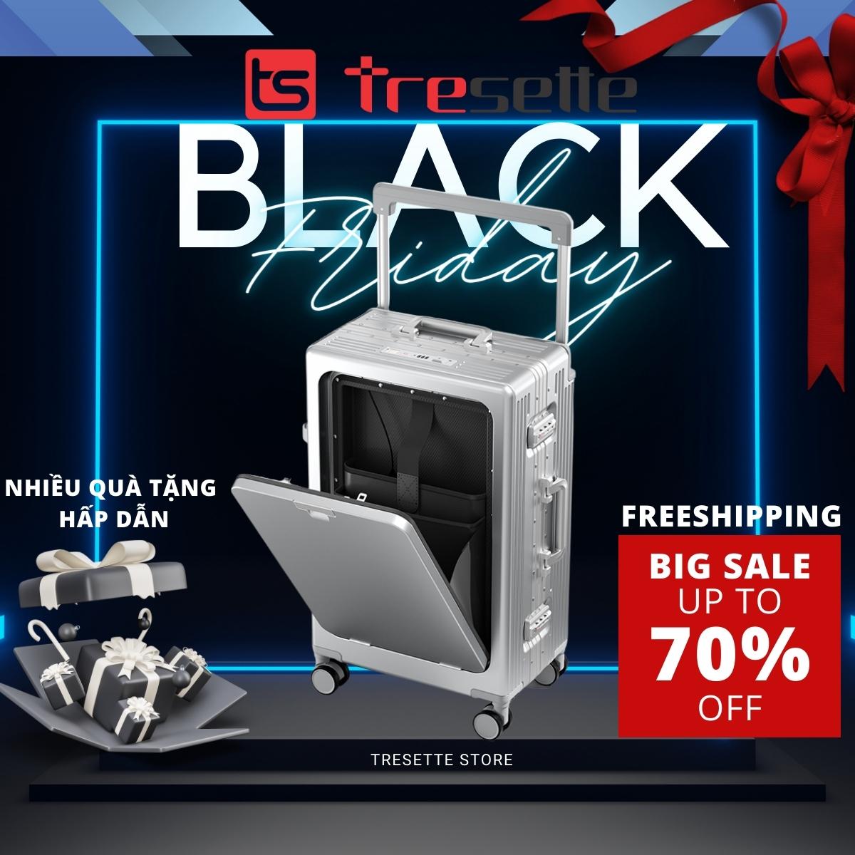 BFQ2ST500KTL: giảm 8% cho đơn từ 500K Vali khoá sập viền nhôm cao cấp kèm ổ sạc, móc treo đồ nhập khẩu Hàn Quốc TRESETTE 3033