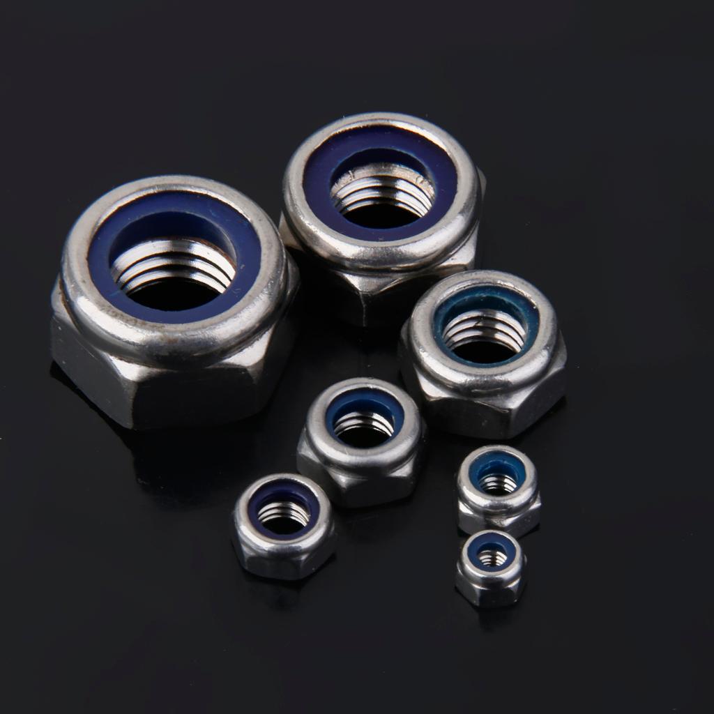 2x10Pcs M5 Stainless Steel A2 Nylon Collar Insert Self-lock Nuts Bolts Screws