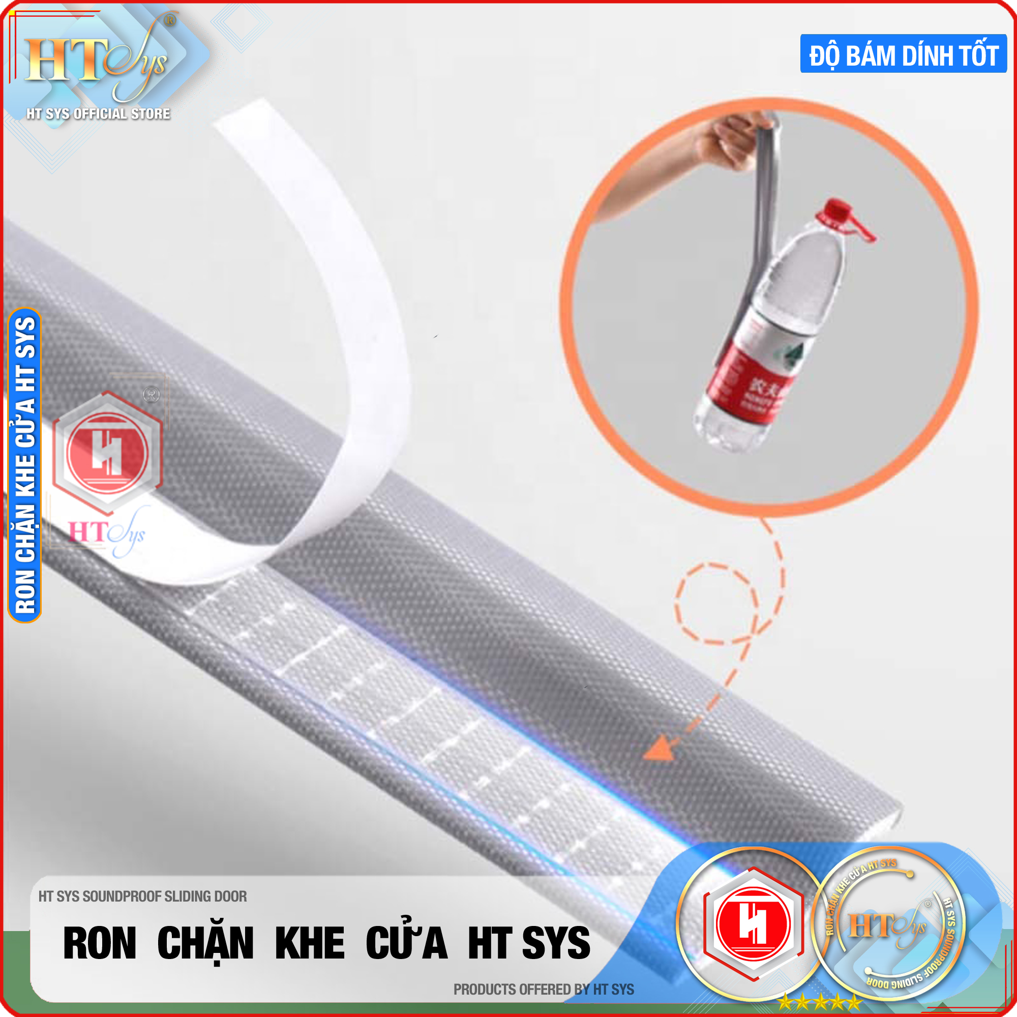 Ron chặn khe cửa HT SYS - Ngăn gió cách âm - Chống bụi, ngăn côn trùng, chống thoát khí điều hòa - Ron chặn khe cửa đa năng chất liệu PU cải tiến - Hàng Chính Hãng