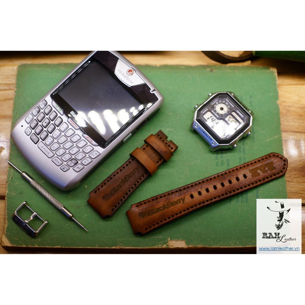 DÂY APPLE WATCH DA BÒ THẬT NÂU VINTAGE - RAM BLACKBERRY 1970 - ĐỦ SIZE