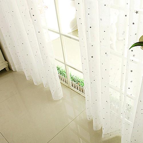 Rèm voan trắng họa tiết ngôi sao ( 1.5m x 2.7m ; 2m x 2.7m ; 3m x 2.7m )