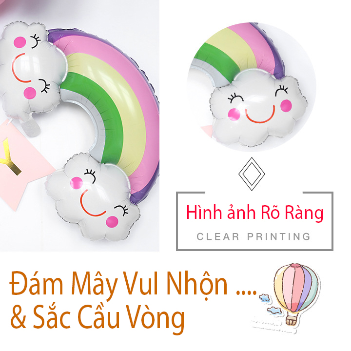 Bộ trang trí sinh nhật kỳ lân Unicorn cầu vồng cho bé - Sét bong bóng happy birthday có kèm bơm tay