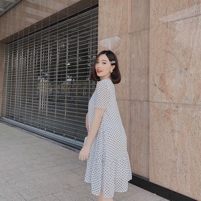 Đầm Suông Dài Trắng Bi Đuôi Cá Viền Ren