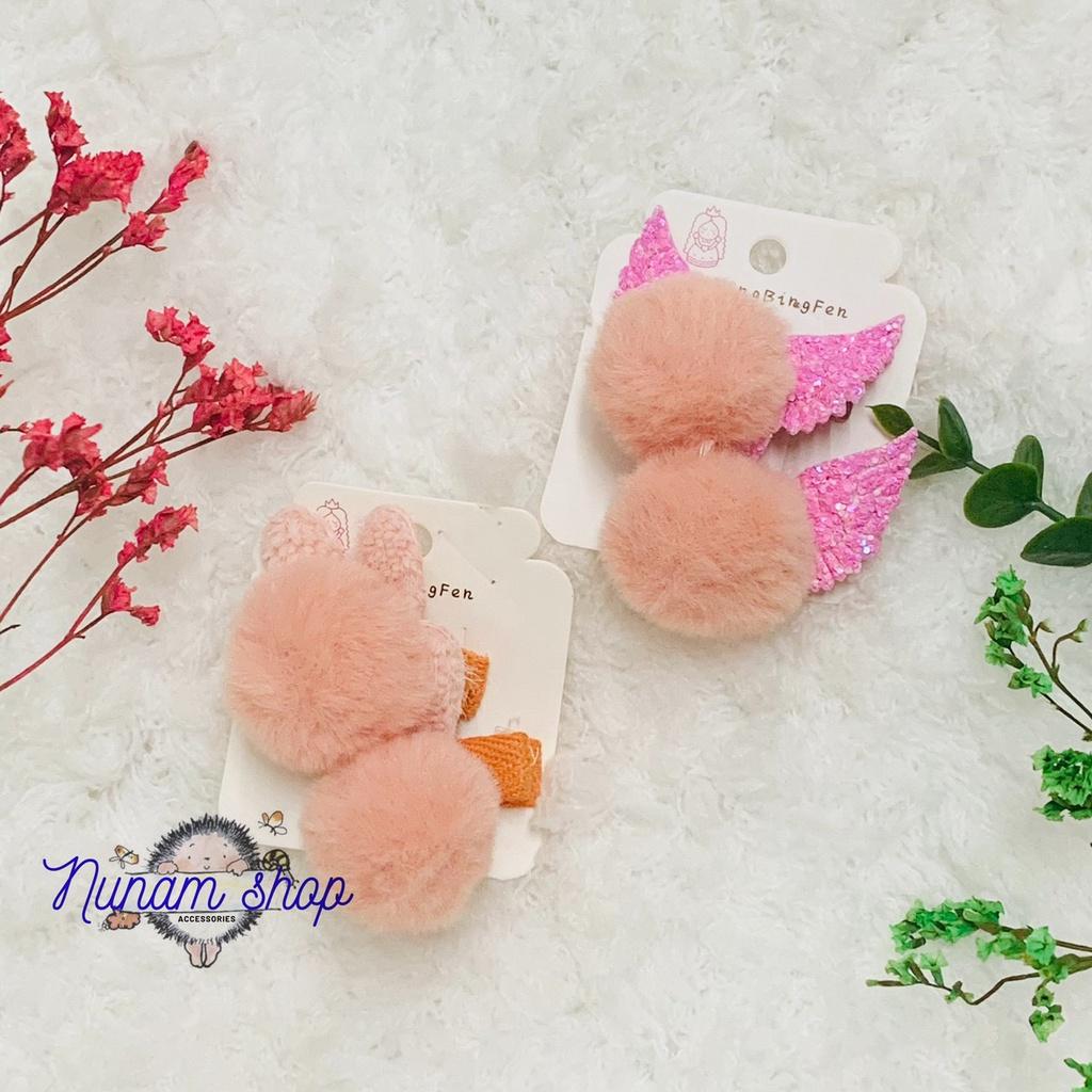 Set 2- kẹp bông mềm phối cánh hoặc tai thỏ siêu cưng- Nunam shop