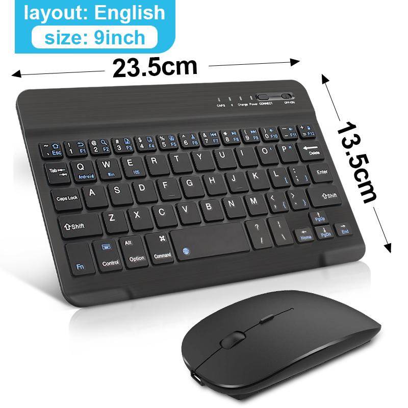 Bàn Phím Bluetooth Mini Và Chuột Không Dây Bàn Phím Chuột Combo Nga Cao Su Keycaps Sạc Chuột Cho Ipad Laptop