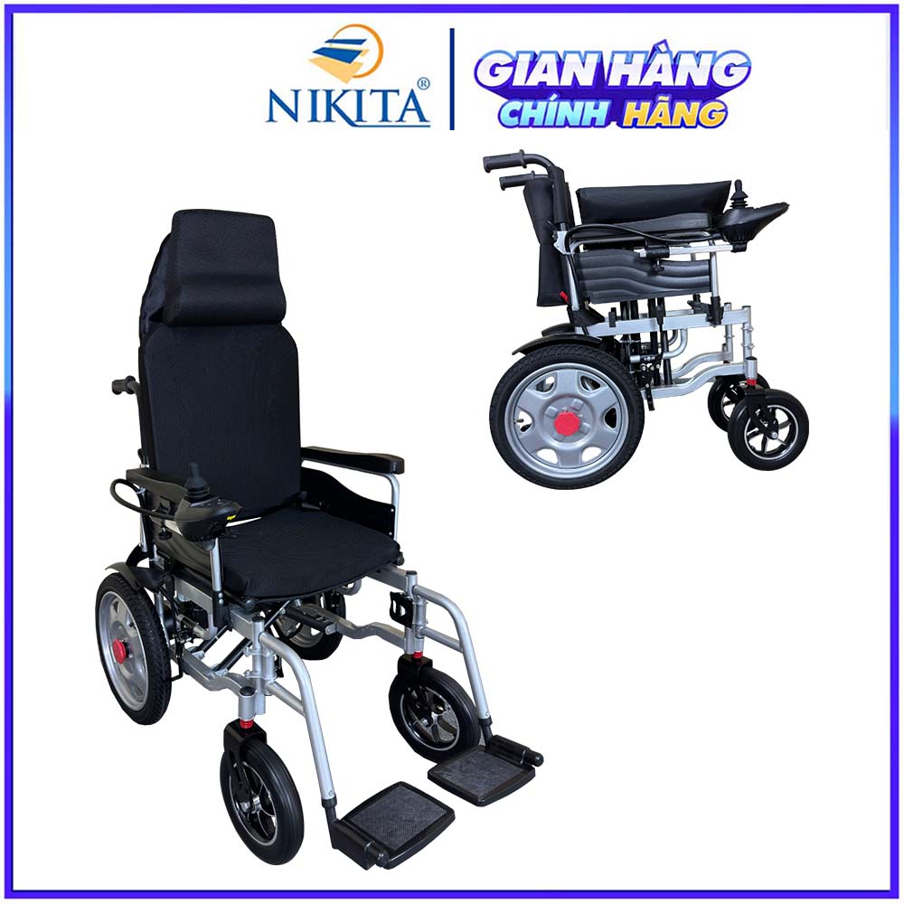 Xe Lăn Điện Có Tựa Đầu Cao, Động Cơ 2 Bánh Độc Lập, Tải Trọng 150kg, Chính Hãng NIKITA XLD-1700