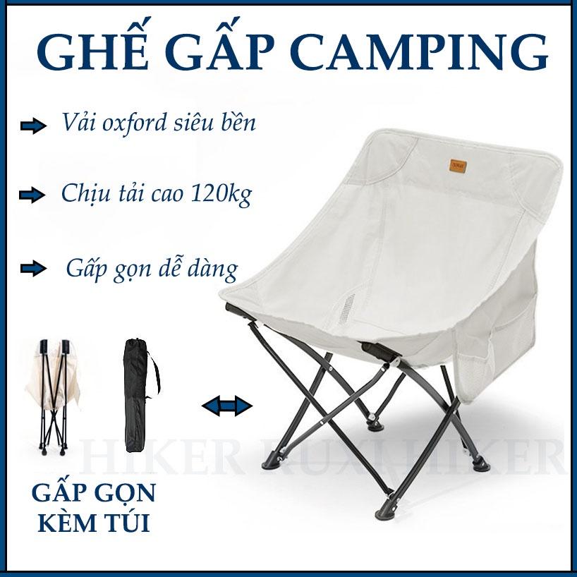 Ghế cắm trại khung thép xếp gọn, ghế dã ngoại camping glamping full nhôm chịu lực