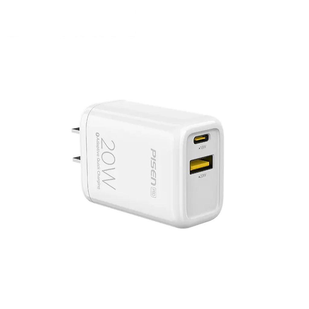 Cóc sạc nhanh PISEN Pro-All Dual Port QP 20W Fully Compatible12 - (TS-C119), Hàng chính hãng