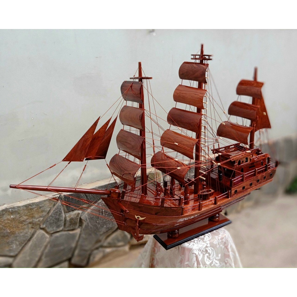 Thuyền buồm gỗ -thuyền Santa thái gỗ cẩm dài 40 cm