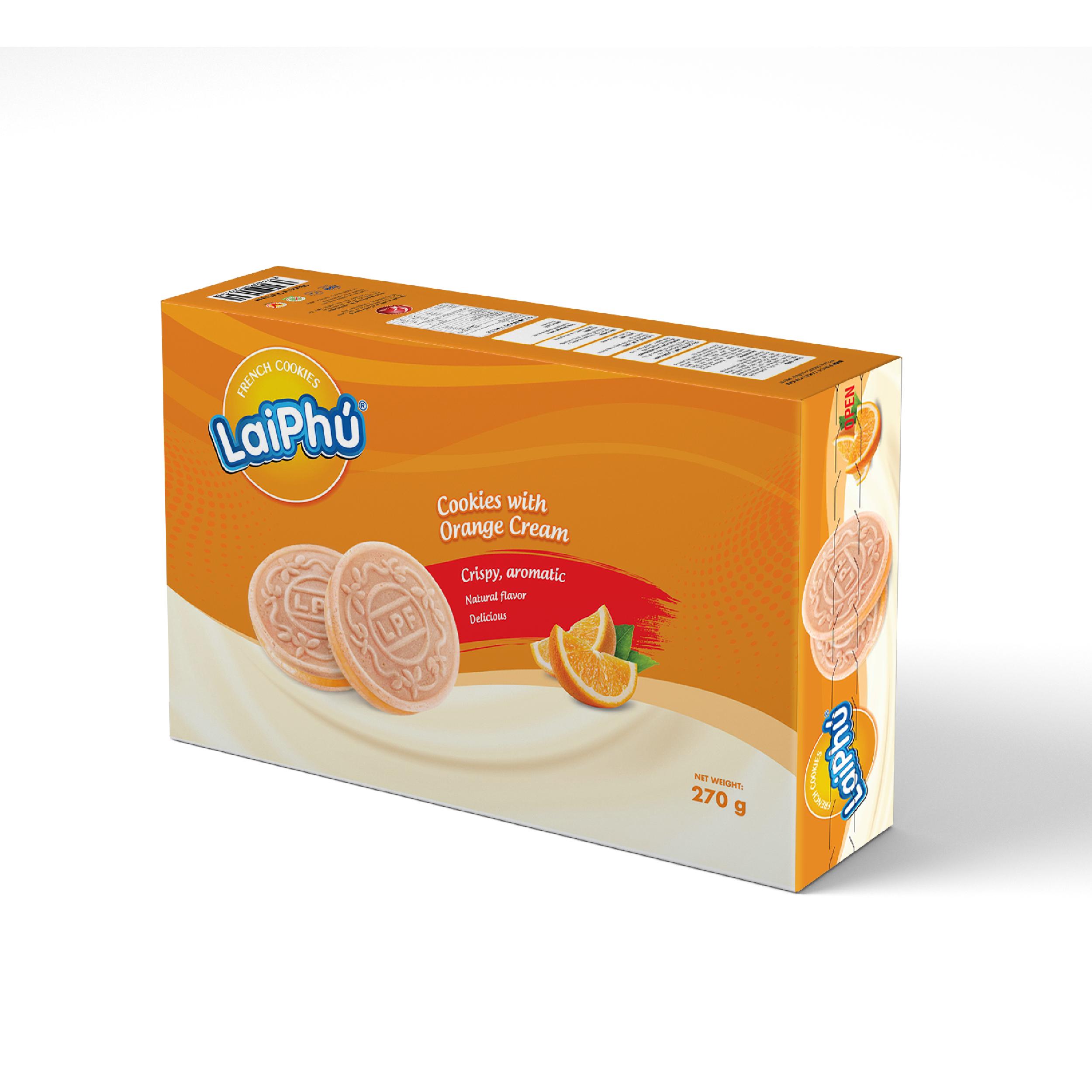 Bánh cookie Lai Phú kem Cam 270g
