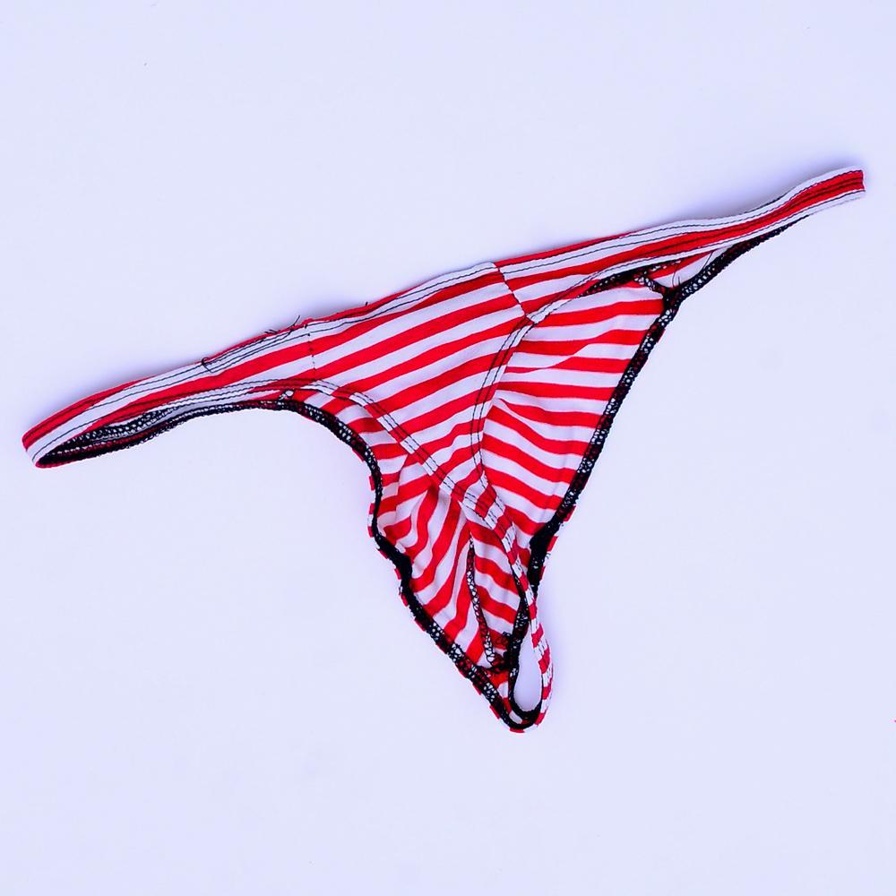 2-3pack Men's Sexy G-string Underwear T-back Thongs Briefs Red White Striped