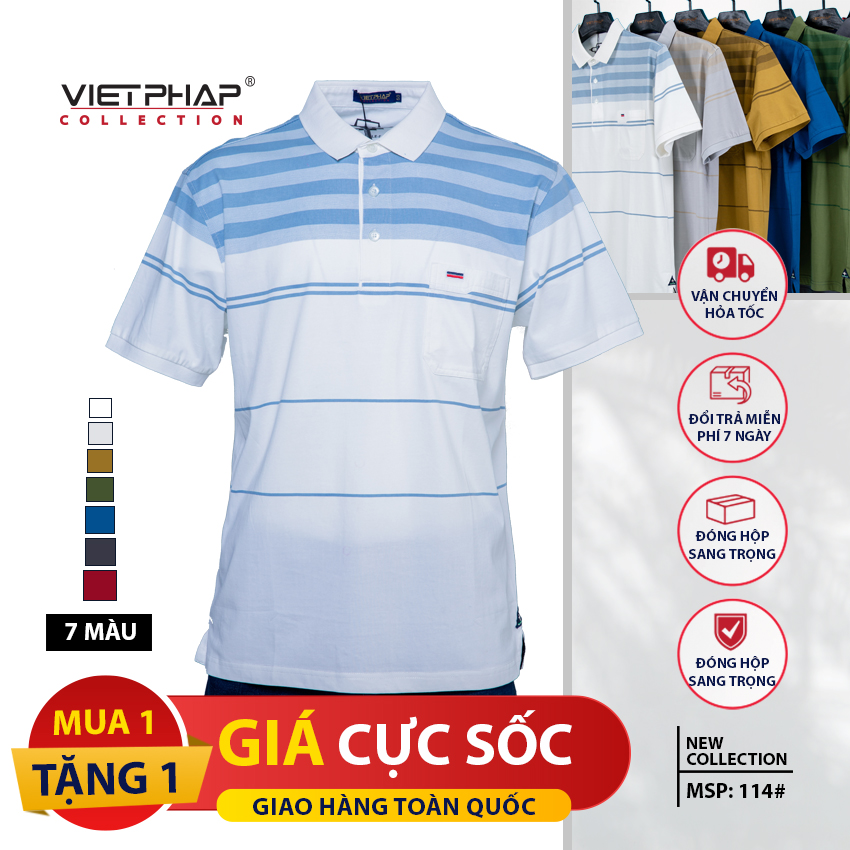 [MUA 1 TẶNG 1] Áo Thun Polo Nam Tay Ngắn Có Túi Cao Cấp 114# - HÀNG CHÍNH HÃNG VIET PHAP