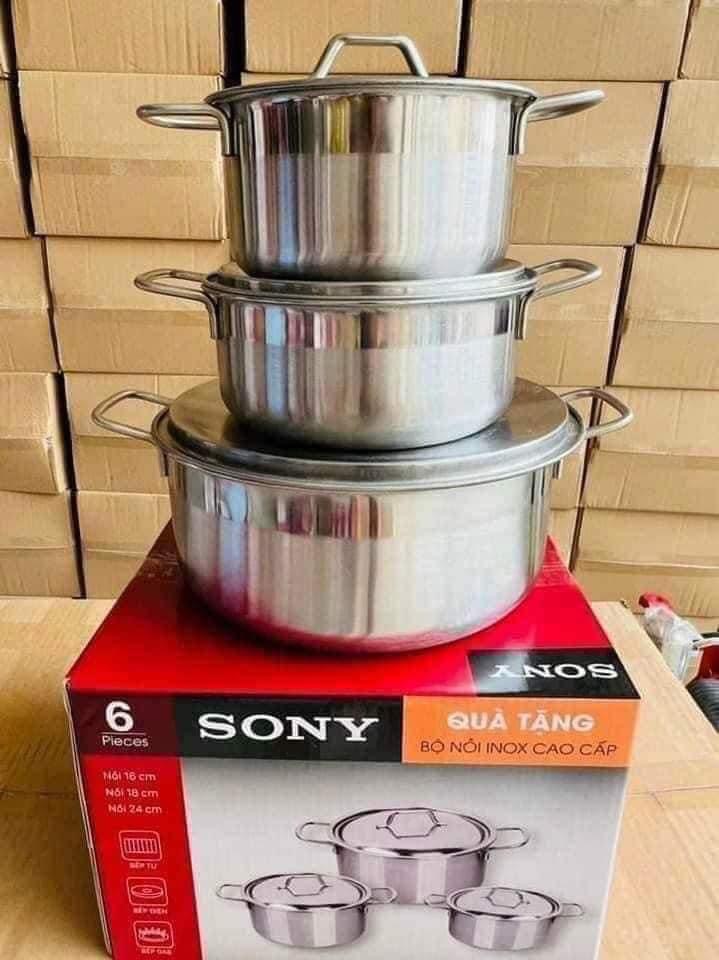 Bộ 3 nồi inox size 16-20-24cm