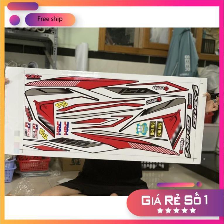 Tem rời Vario 150 đỏ đen chất liệu 3 lớp cao cấp ko bay màu bảo hành màu sắc vĩnh viễn