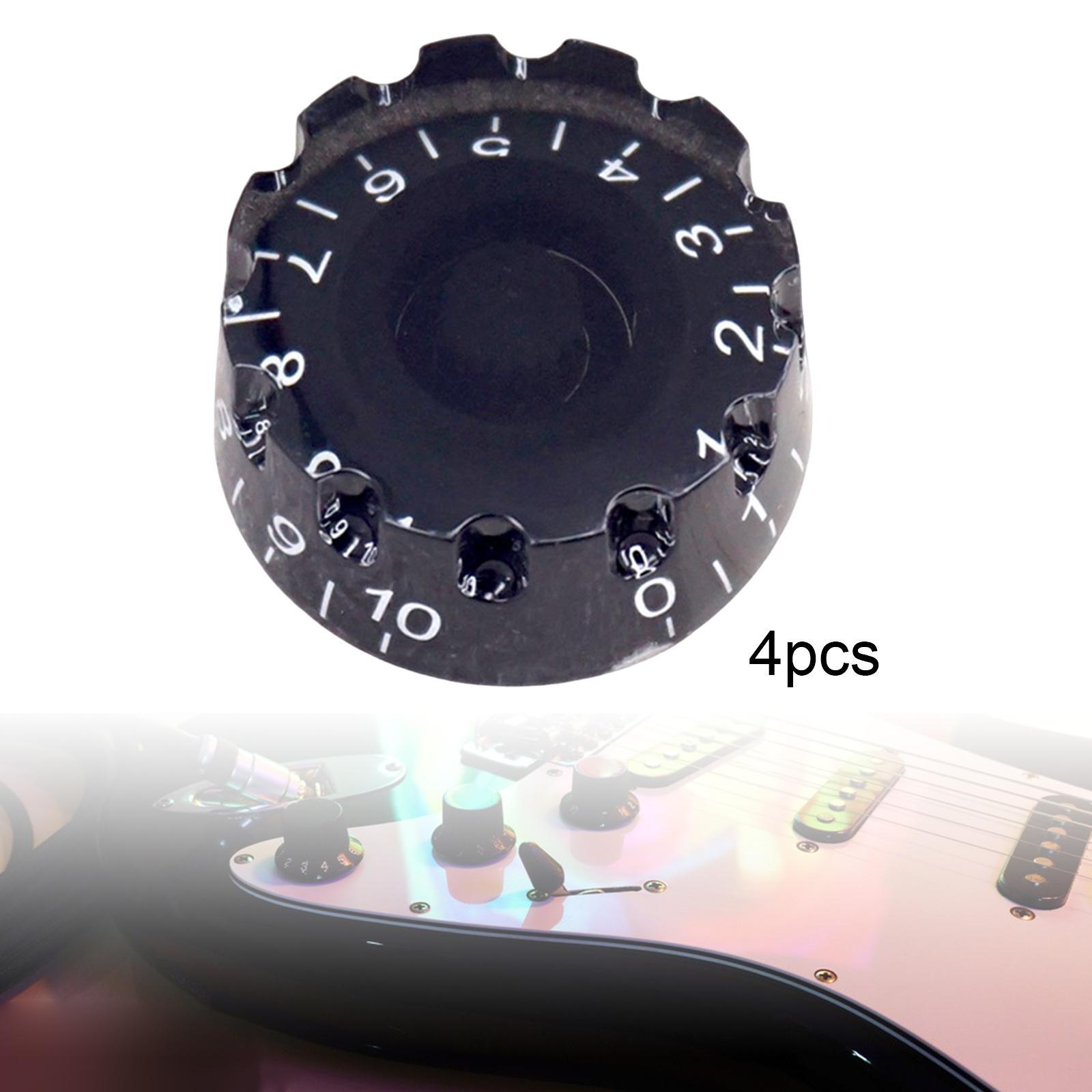 4x Guitar Knobs with Numbers Scale Bass Replacement for Electric Guitar