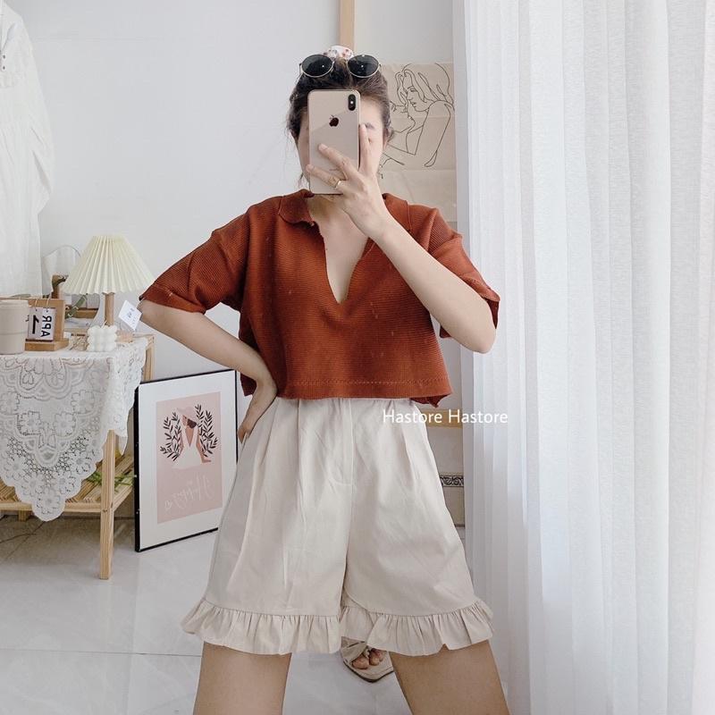 Quần short thô mịn ống bèo