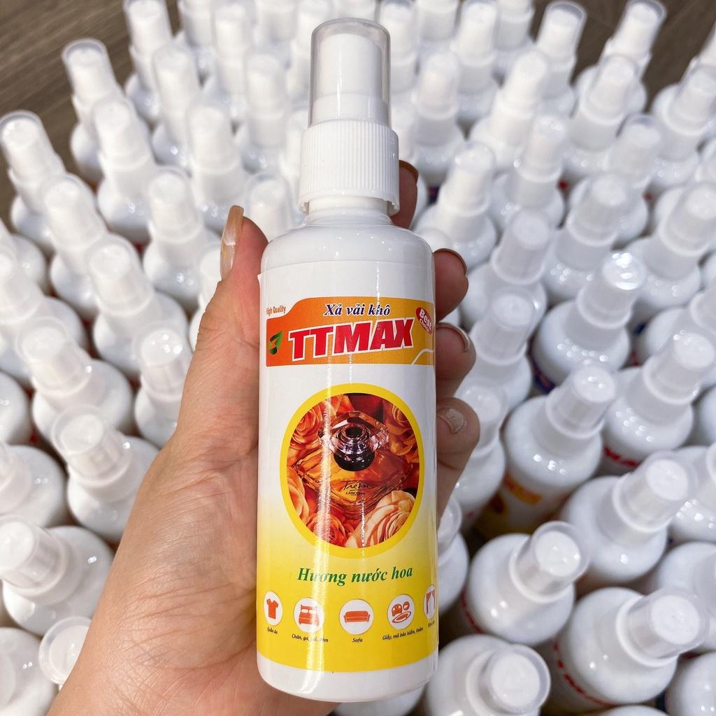 Xả vải khô nước xịt thơm quần áo TTMAX mới 100ml lưu hương lâu 24h làm mềm vải tiết kiệm thời gian xả nước