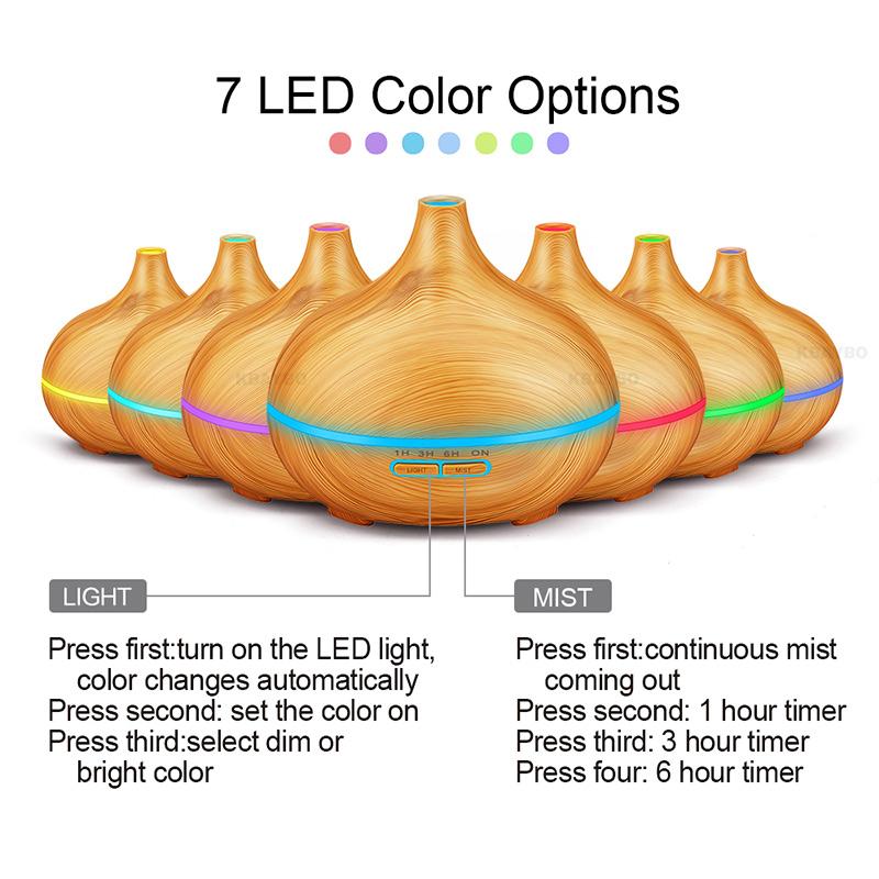 Mới 550Ml Tinh Máy Khuếch Tán Tinh Dầu Siêu Âm Thanh USB Máy Tạo Độ Ẩm Không Khí Có Đèn LED 7 Màu Đèn Điều Khiển Từ Xa Văn Phòng Nhà difusor