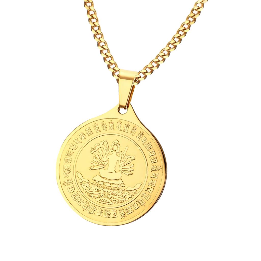Gold Figure of Buddha Pendant Chain Necklace Fashion Jewelry Gift for Men Women