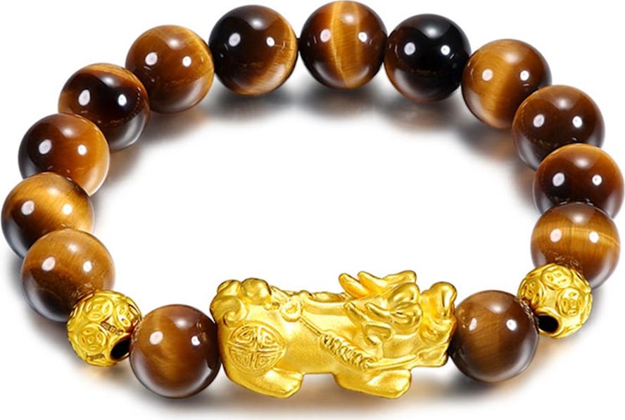 Vòng Tay Tỳ Hưu Đá Opal Mắt Hổ Vàng Tự Nhiên 12mm