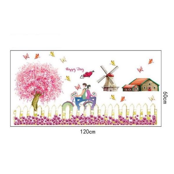 Decal dán chân tường tình nhân hồng có sẵn keo CT45