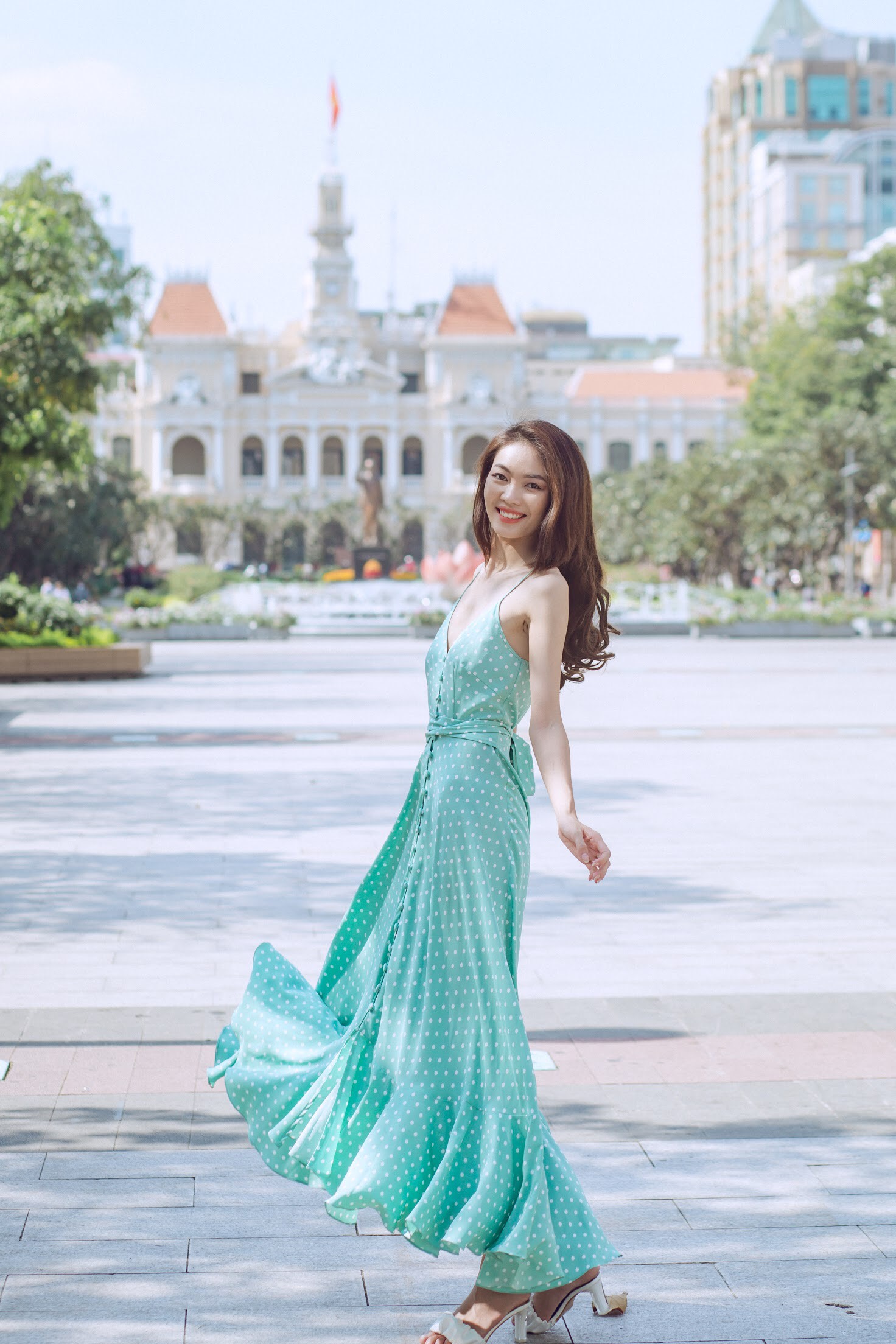 ĐẦM MAXI 2 DÂY CAO CẤP NÚT BỌC 4 MÀU - M