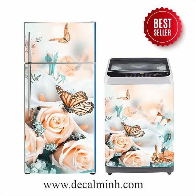 Combo Decal tem dán tủ lạnh + máy giặt cao cấp - 3D cao cấp