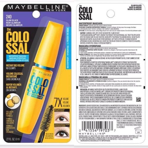 Chuốt mi không thâm nước Maybelli the Colossal Waterproof -vàng số 240  (không xuất hóa đơn đỏ-không có tem phụ )