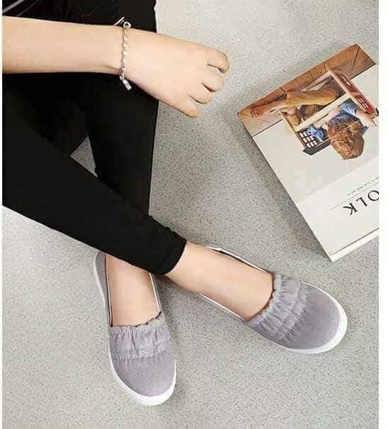 Giày lười nữ vải cotton đế cao su mềm cao 2p