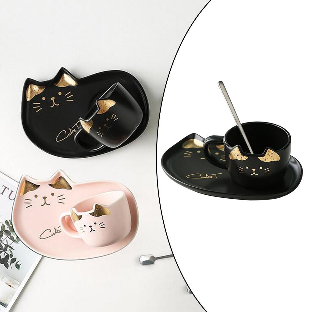 Ceramic Cappuccino Coffee Spoon Coffee Milk Mug Cup 200ml Black